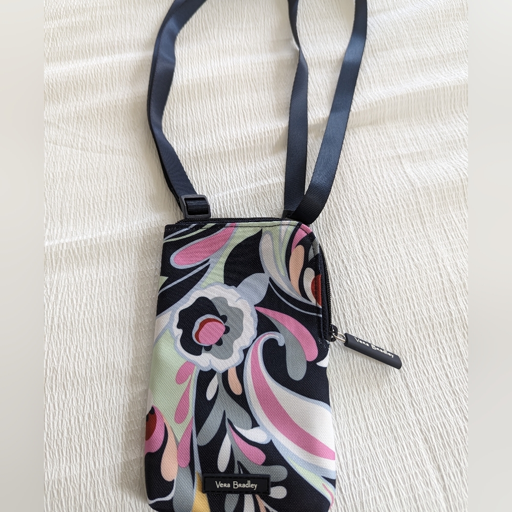 NWOT never used Vera Bradley purple and blue phone crossbody